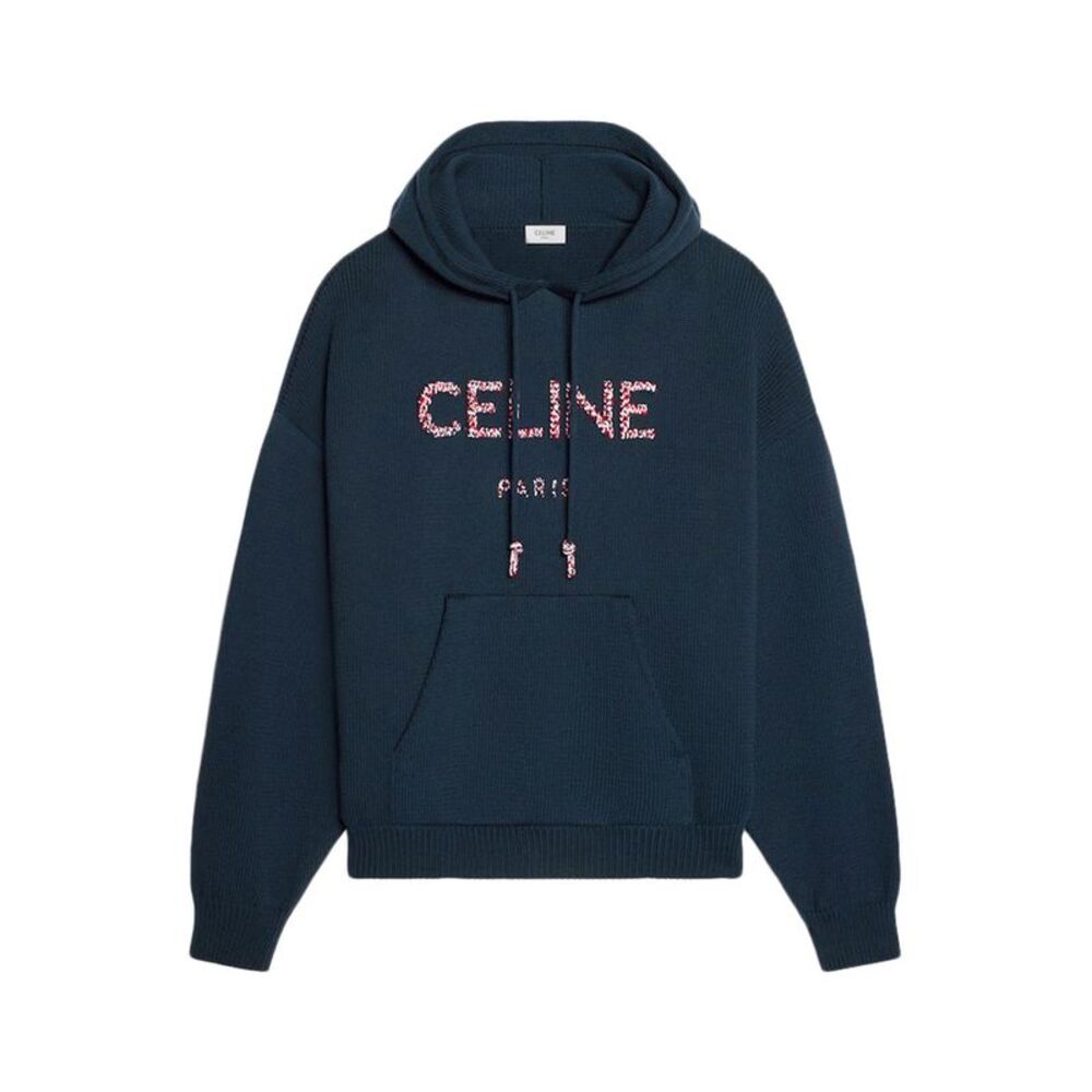 Celine Men Ribbed Cotton Hoodie